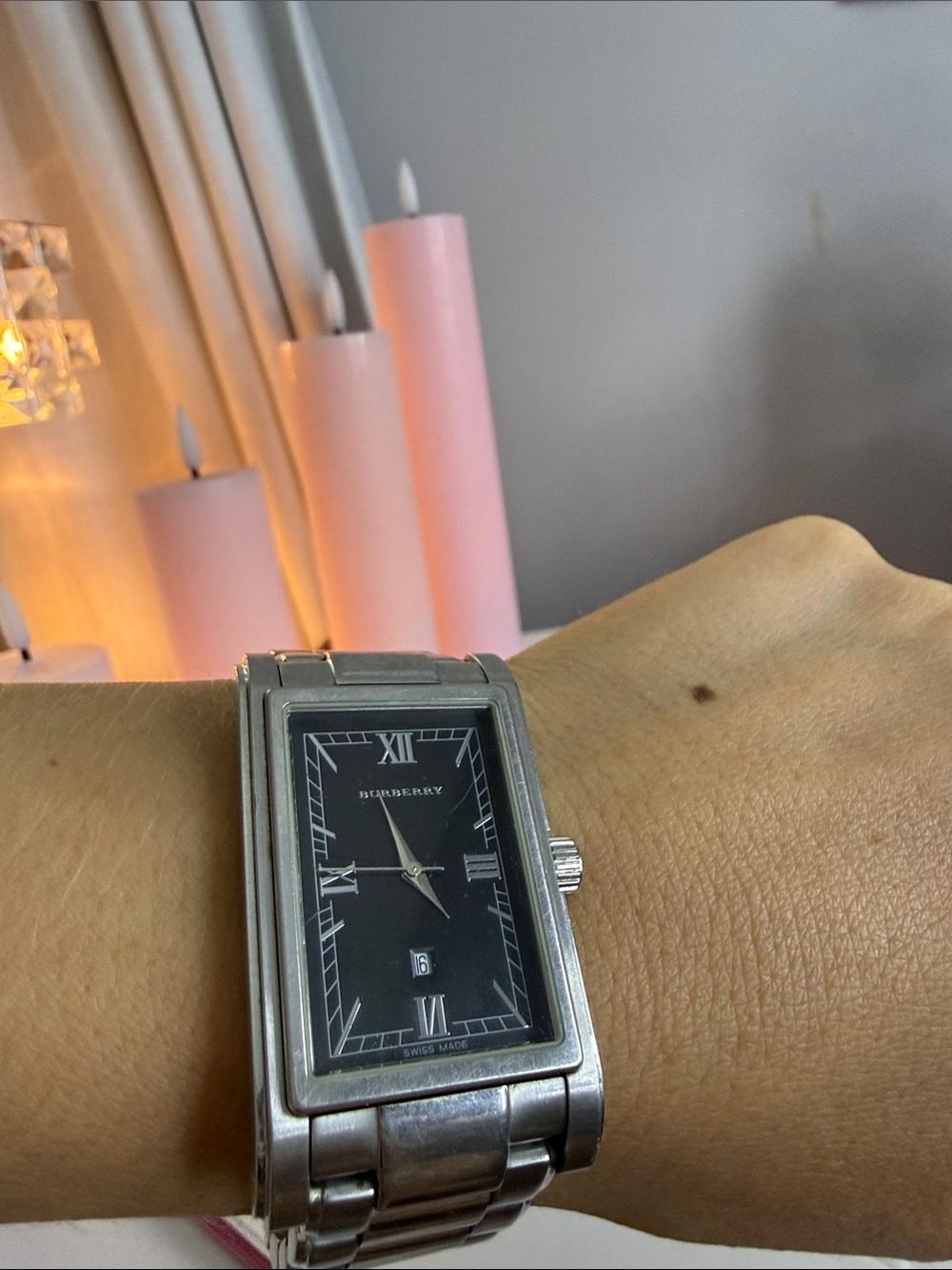 Burberry Men's Rectangular Stainless Steel Watch in Black and Silver - Picture 4 of 5
